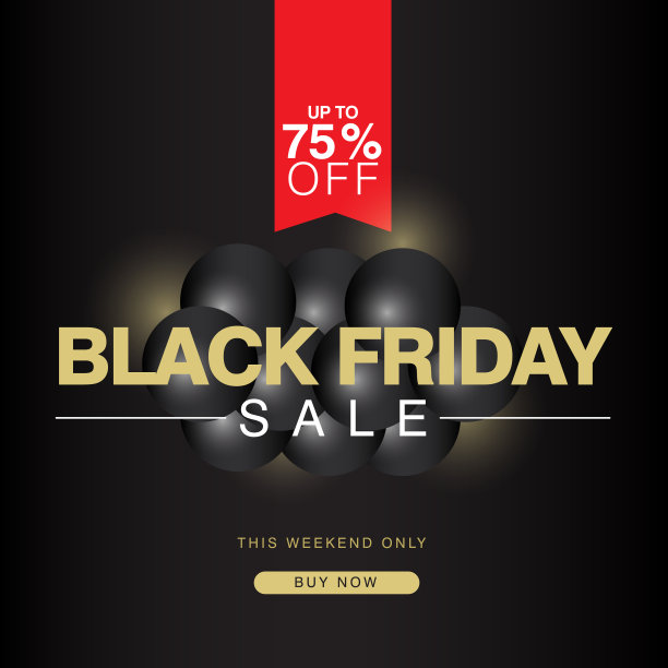 黑色星期五销售高达75%的旗帜矢量模板设计插图图片下载