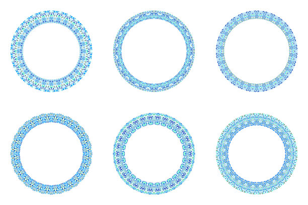 几何花卉框架集抽象的圆形矢量元素图片下载