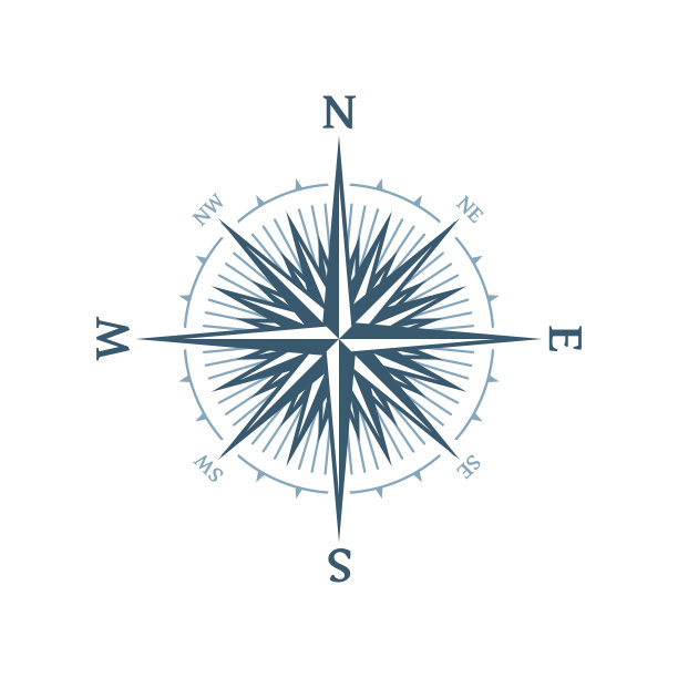 蓝色的风向玫瑰图。图片下载