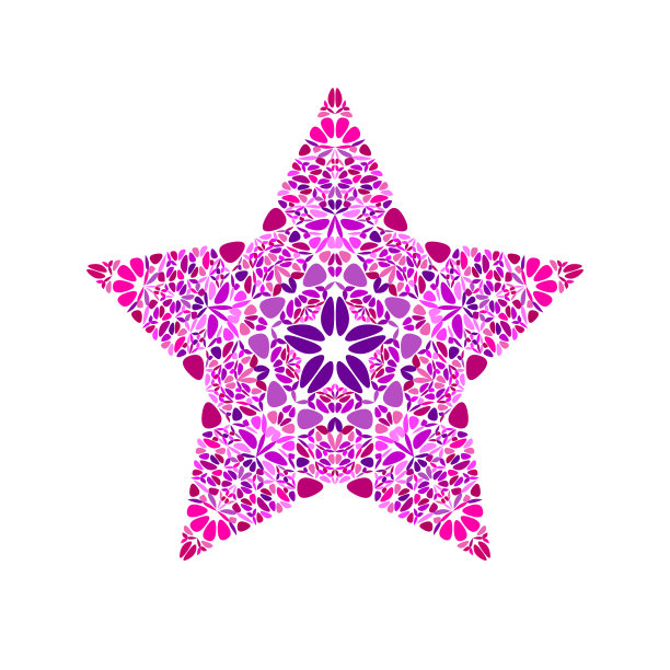 孤立几何抽象花卉马赛克点缀星形符号图片下载