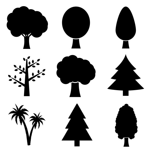 树图标设置孤立的白色背景图片下载