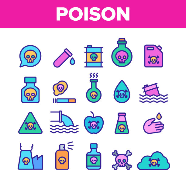 收集化学毒物毒物矢量图标集图片下载