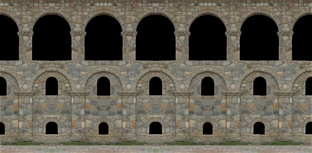 古老的拱门、柱子、窗户和孔洞图片下载