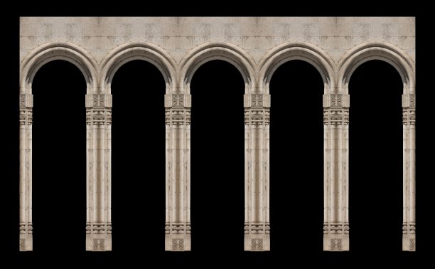 古老的拱门、柱子、窗户和孔洞图片下载