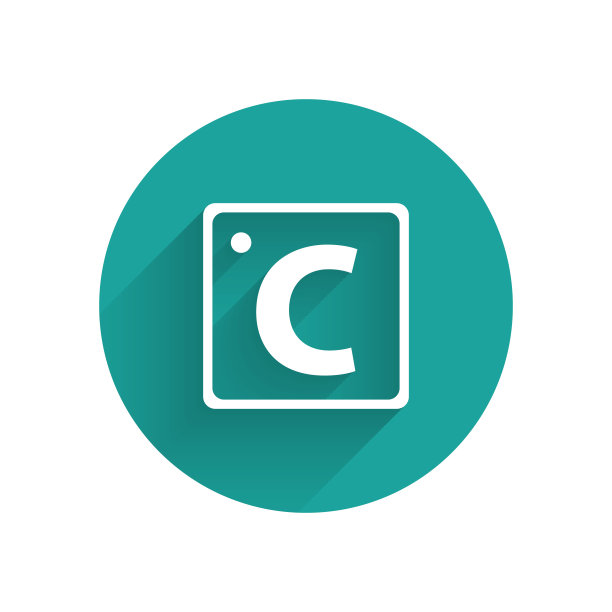 白色摄氏图标孤立与长阴影。绿色圆圈按钮。矢量图图片下载