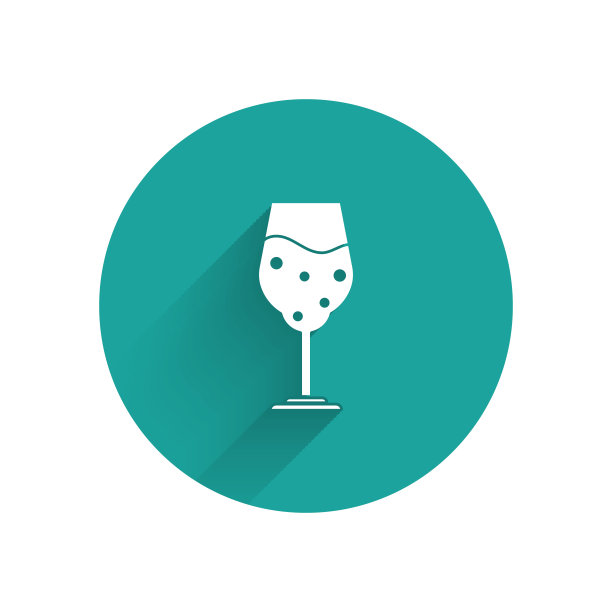 白杯啤酒图标孤立与长影子。绿色圆圈按钮。矢量图图片下载