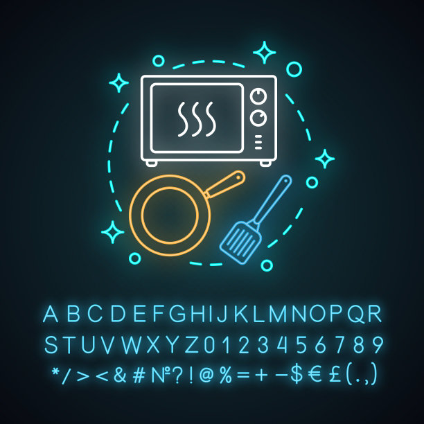 易于烹饪的霓虹灯概念图标图片下载