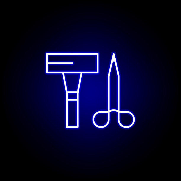 剪子线霓虹图标。美丽的元素和化妆品插图图标。符号和符号可以用于网页，标志，手机应用程序，UI，用户体验图片下载
