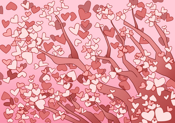 在粉红色的背景上设计树心粉色图片下载