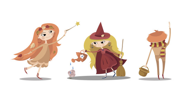 一组孤立的卡通人物。图片下载