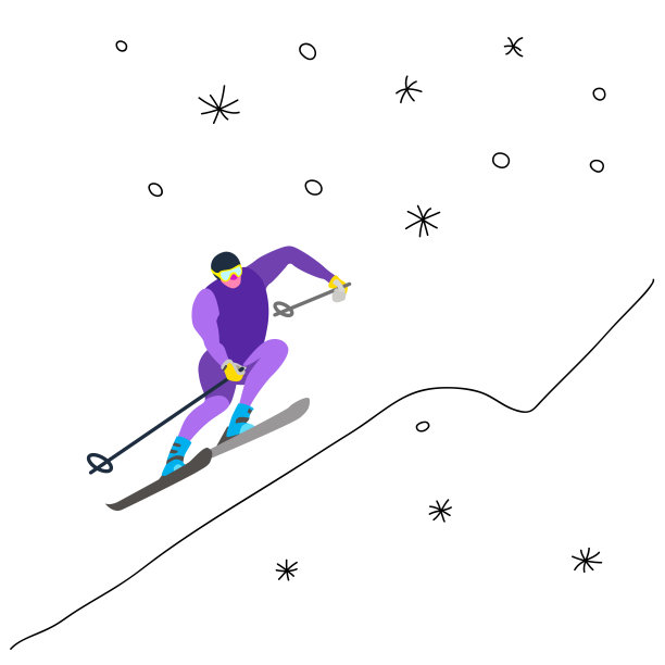 滑雪运动员在运动中涂鸦人物。骑着滑雪板的运动型男人。矢量概念在卡通风格。冬季运动游戏插图可用于海报，横幅，背景，会徽，标志，图标图片下载