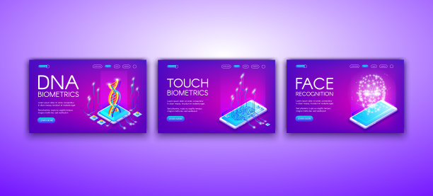 DNA，触摸和面部生物特征矢量插图图片下载