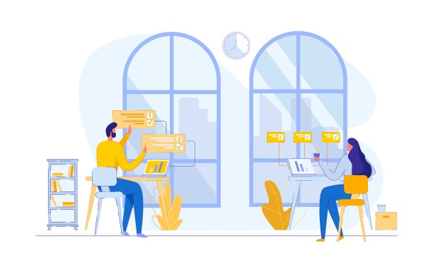 团队合作过程说明。共同办公的地方。图片下载