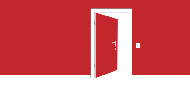 红色的门和墙图片下载