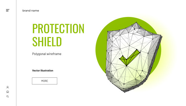 盾牌。多边形线框组成。网络安全和信息的概念。数字的盾牌。多边形抽象孤立在白色背景。粒子被连接成一个几何轮廓。向量图片下载