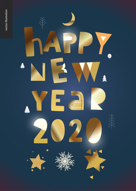 2020年新年快乐——金色贺卡图片下载