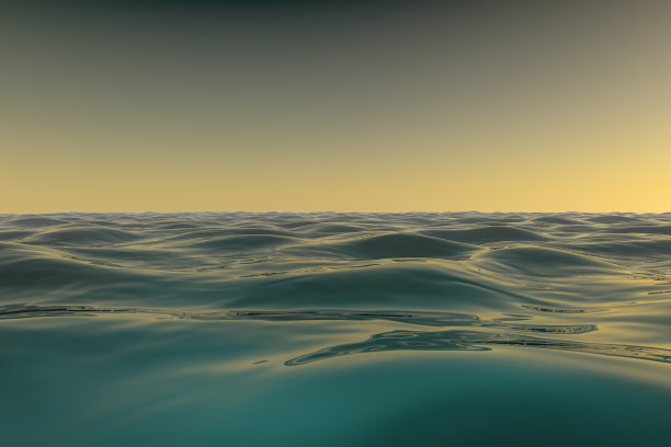 海洋或早晨的海浪，3D渲染图片下载