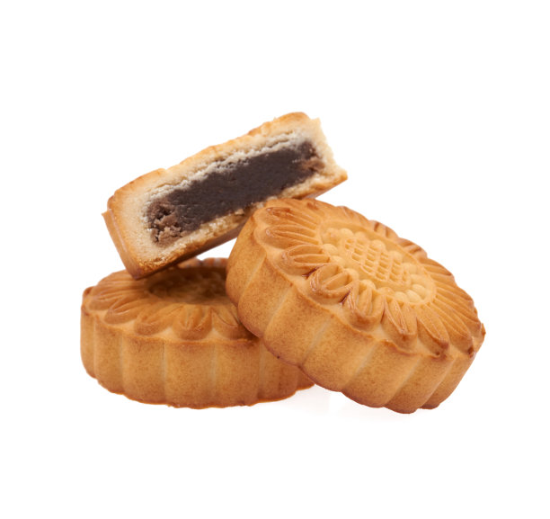 月饼孤立在白色的背景。图片下载