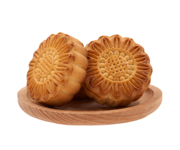 月饼孤立在白色的背景。图片下载