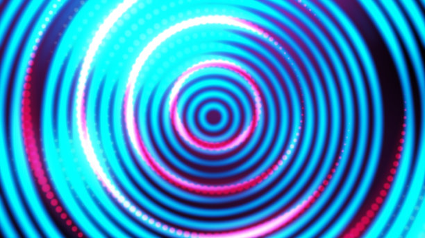 轨道加速能量动力数字创新数据传输，霓虹彩色激光路径在舞台上与炫目的网络空间背景。霓虹灯散景模糊光线全球数字世界模型三维渲染。图片下载