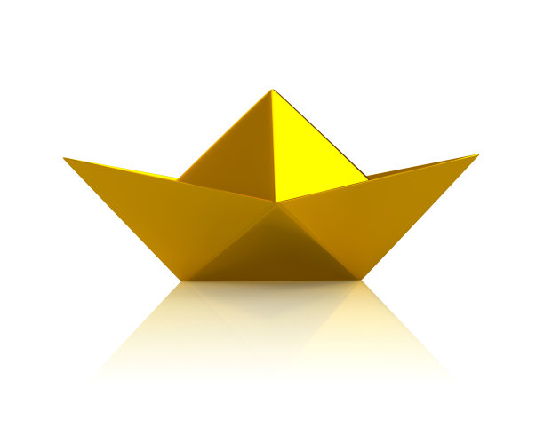 金色纸船图标图片下载