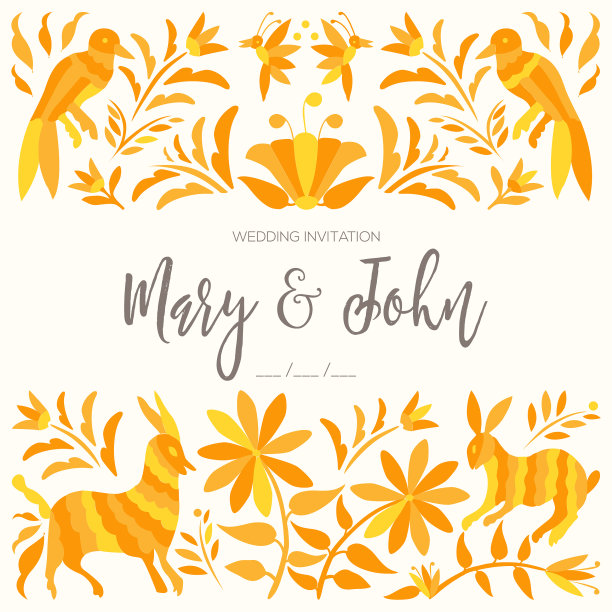 墨西哥刺绣风格-婚礼邀请图片下载