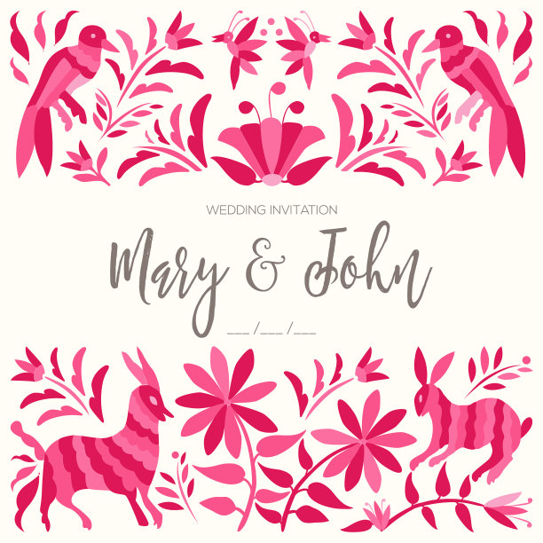 墨西哥刺绣风格-婚礼邀请图片下载