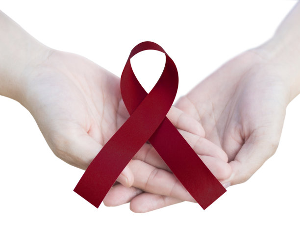 红勃艮第丝带成人多发性骨髓瘤意识，残疾，残疾成人，头痛偏头痛，脑膜炎孤立在白色背景与剪切路径。图片下载