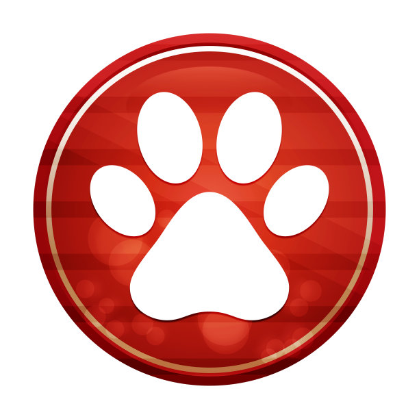 动物爪印图标逼真的对角线运动红色圆形按钮插图图片下载