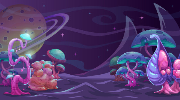 幻想外星景观。另一个世界概念背景素材图片