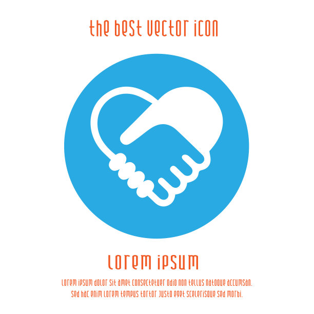 双手摇动形成一个心向量图标EPS 10。简单握手孤立的标志符号。图片下载