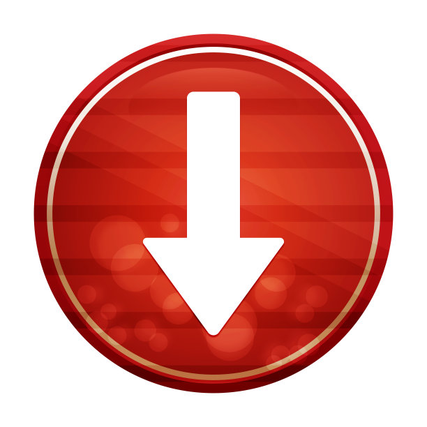 向下箭头图标现实的对角线运动红色圆形按钮插图图片下载