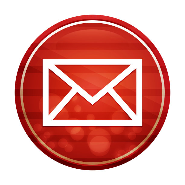 电子邮件图标现实的对角线运动红色圆形按钮插图图片下载