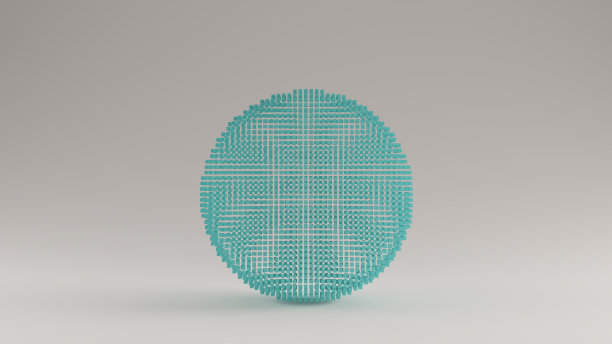 海湾蓝色绿松石球由许多小立方体与视觉混叠频闪效果图片下载