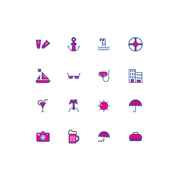 美丽的抽象图标与黑色海滩颜色线图标在绿色背景的网页设计。摘要向量背景。五颜六色的设计。平面轮廓向量。色彩斑斓的自然背景。图片下载