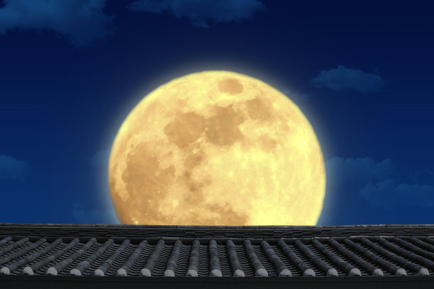 满月可以在秋夕看到，韩国的感恩节。图片下载