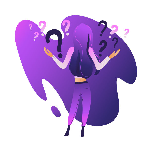 年轻女孩选择了背后被问号包围的站姿。图片下载