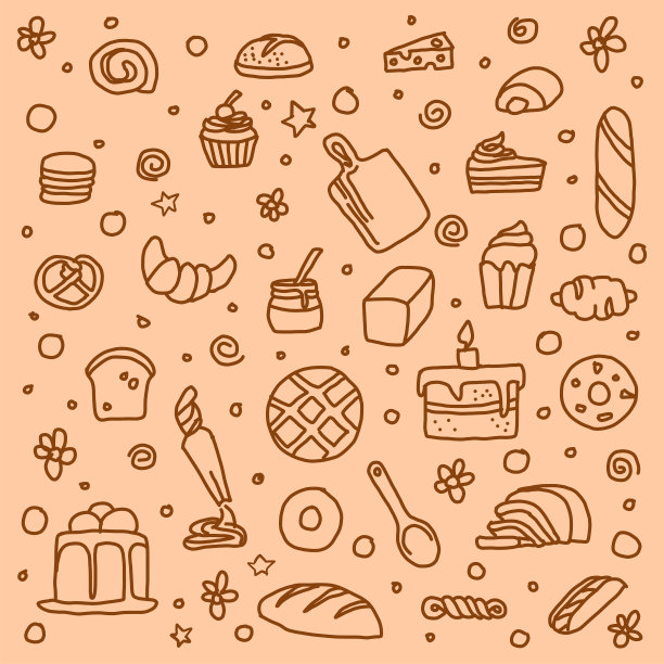 面包房和设备涂鸦图片下载