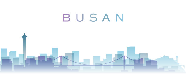 釜山透明层渐变地标天际线图片下载