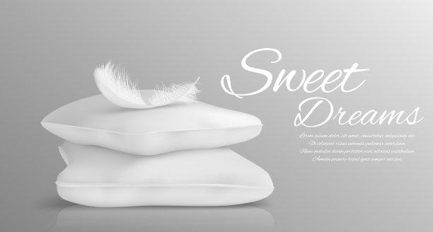 蓬松的羽毛和白色枕头孤立在现实主义风格单色矢量插图图片下载
