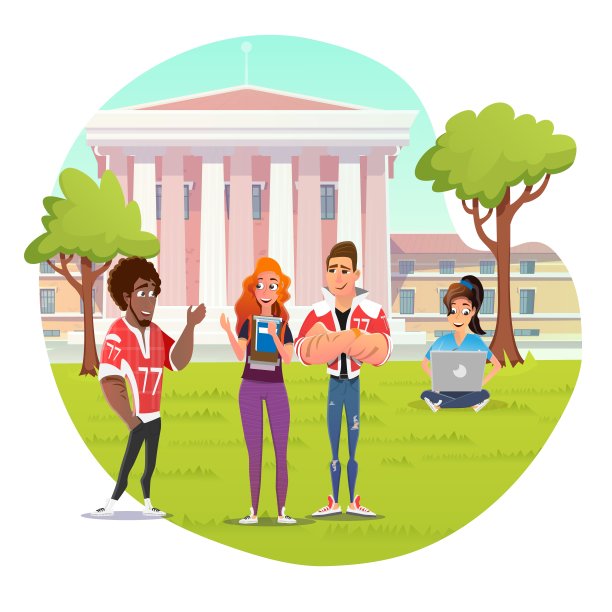 大学生校园休息时间向量图片下载