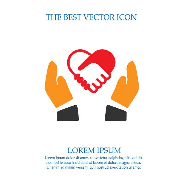 握手形成一个心形矢量孤立图标eps 10。握手在手中形成心形。关怀符号。爱的象征。图片下载