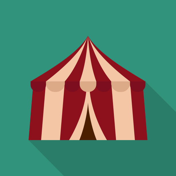 平马戏团帐篷插图与长影子图片下载