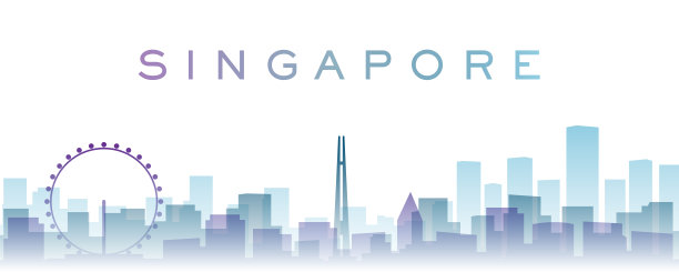 新加坡透明层渐变地标天际线图片下载