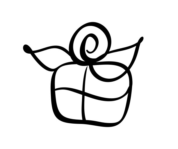 圣诞礼物盒矢量图标剪影。简单的礼品轮廓符号。孤立的白色网标志套件风格化云杉。Handdraw繁荣的照片图片下载