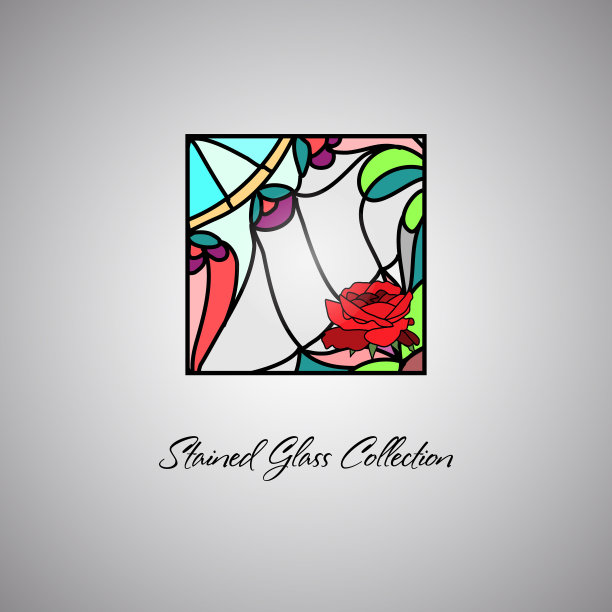 花卉鲜艳的彩色玻璃花纹马赛克图片下载