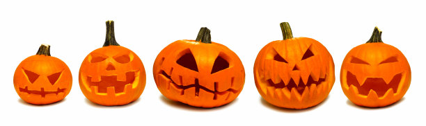 一组万圣节杰克灯单独孤立在白色图片下载