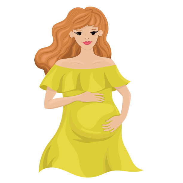 白色背景下的孕妇（矢量图）图片下载