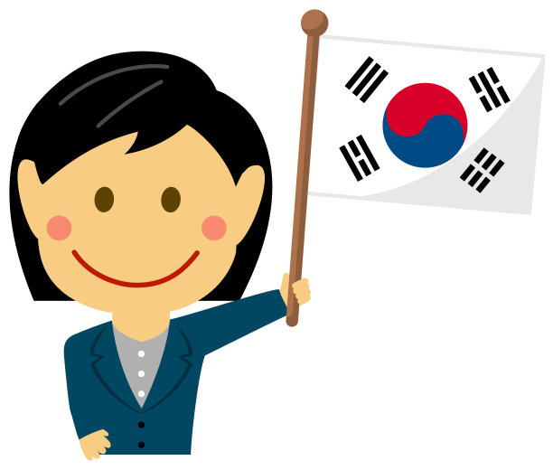 卡通商业女性国旗/韩国。平面向量插图。图片下载