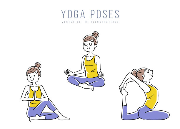 插图材料:女人，瑜伽，姿势，布景，变化图片下载